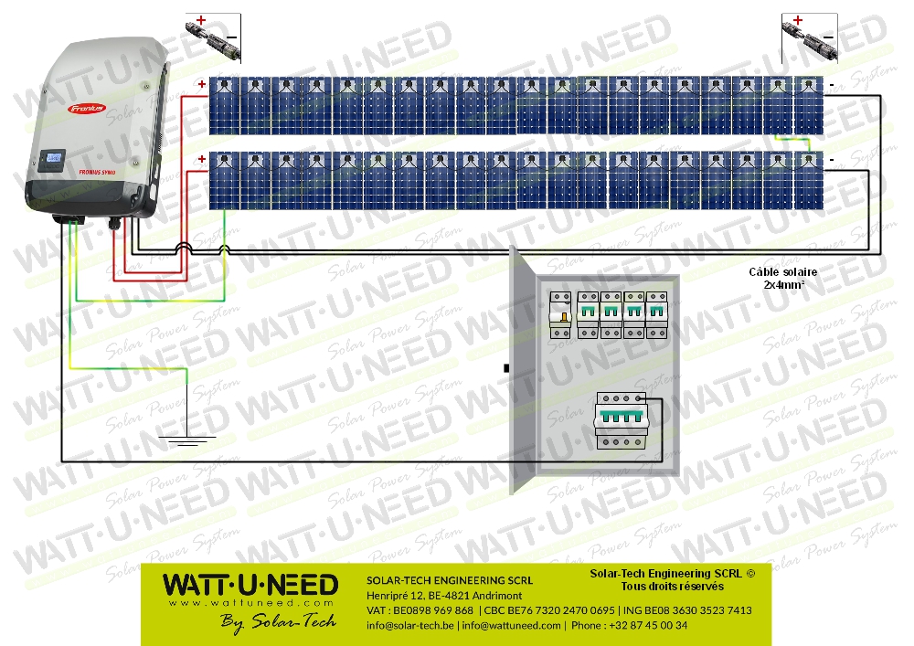 Kit 40 panneaux autoconsommation / réinjection tri 10kW sans stockage 